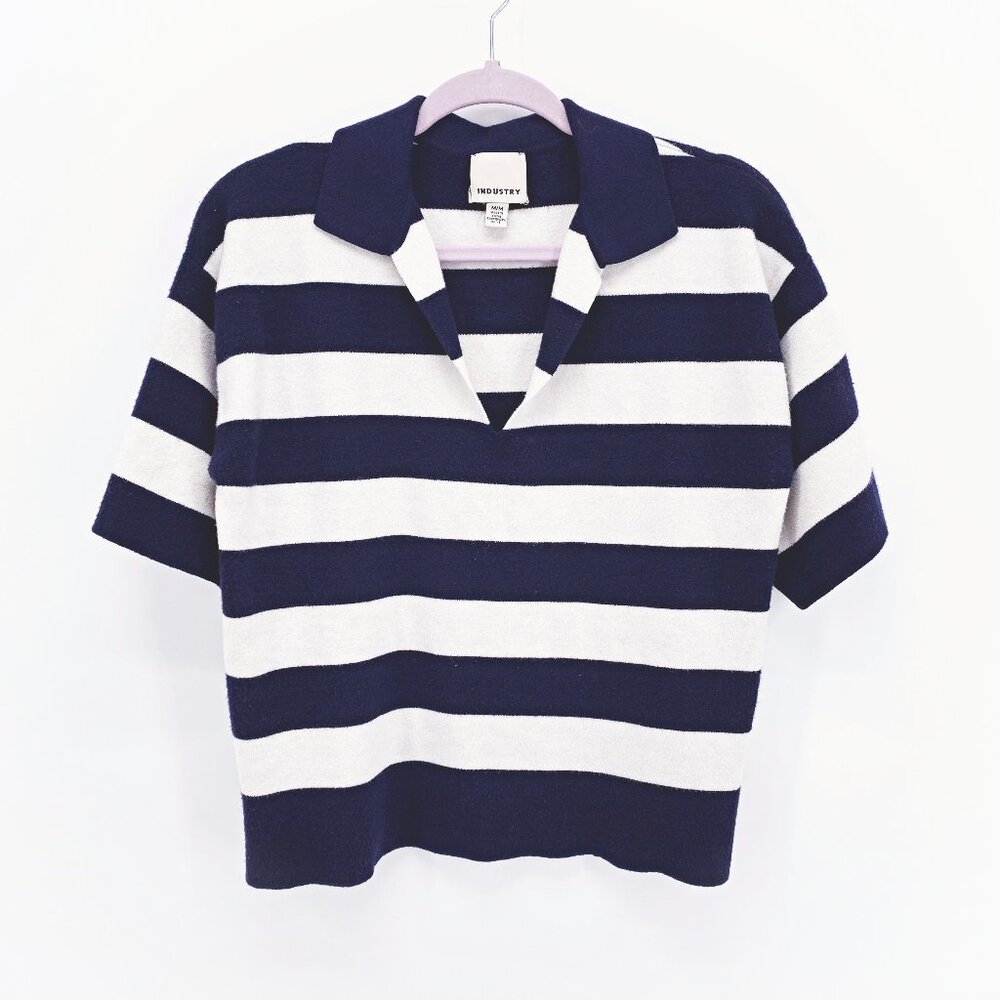 Industry Knit Stripe Johnny Collar Top